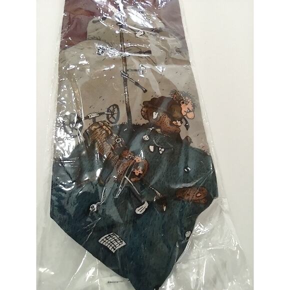 Balancine Hot Cakes Tie- Frustrated Golfer Art By Gary Patterson In Package - Picture 9 of 10